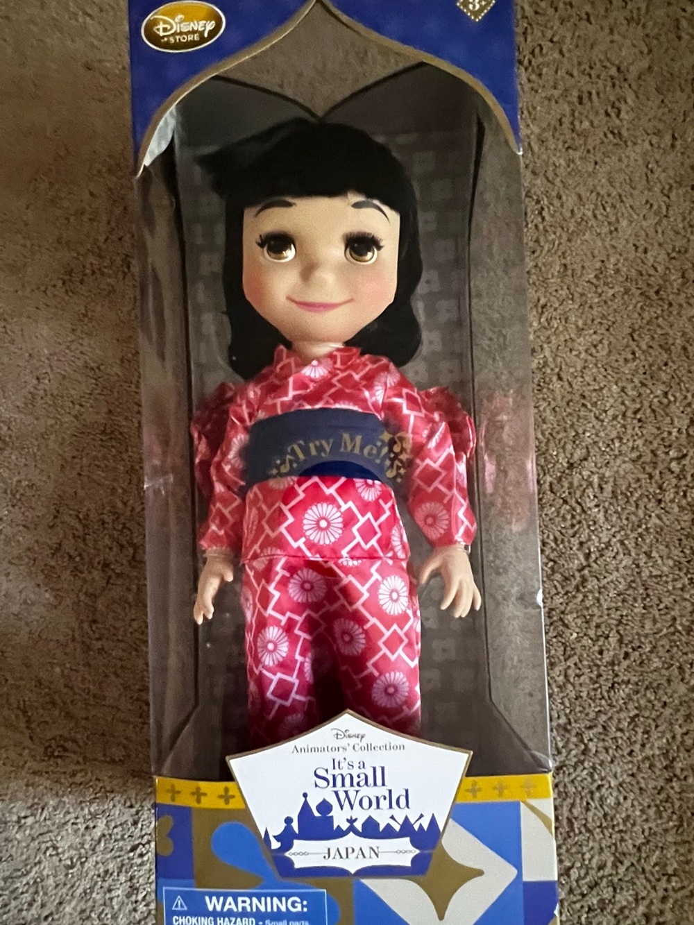 Disney It's a Small World Japan Doll in Bright Pink Kimono